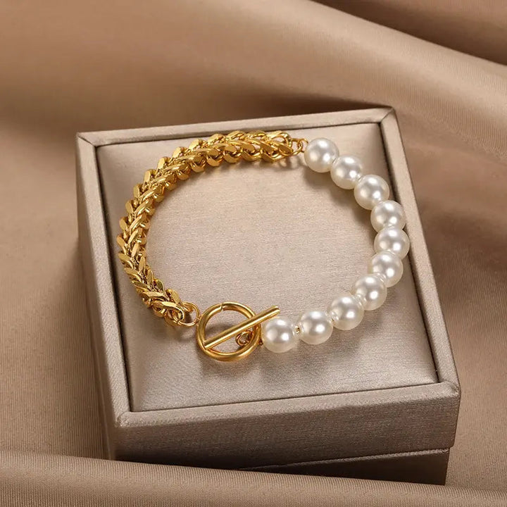 Bracelet élégant en or et marguerites — Groumia