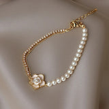 Bracelet victorien avec fleurs, marguerites et or — Groumia