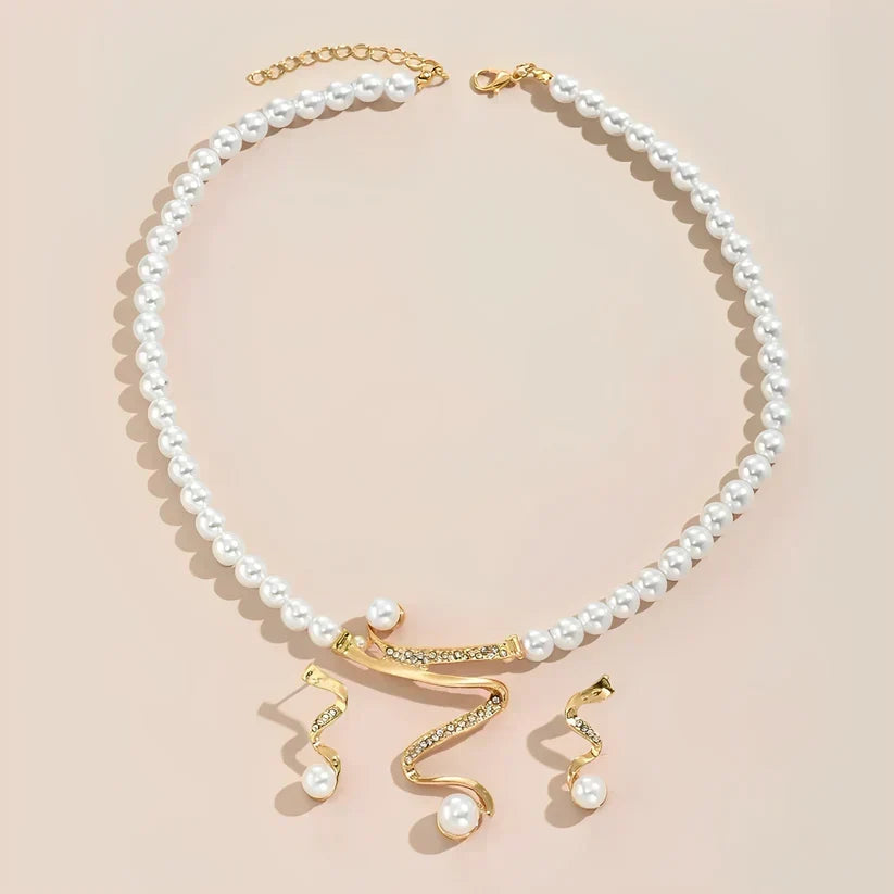 Ensemble cadeau en perles naturelles : collier et boucles d'oreilles — Groumia