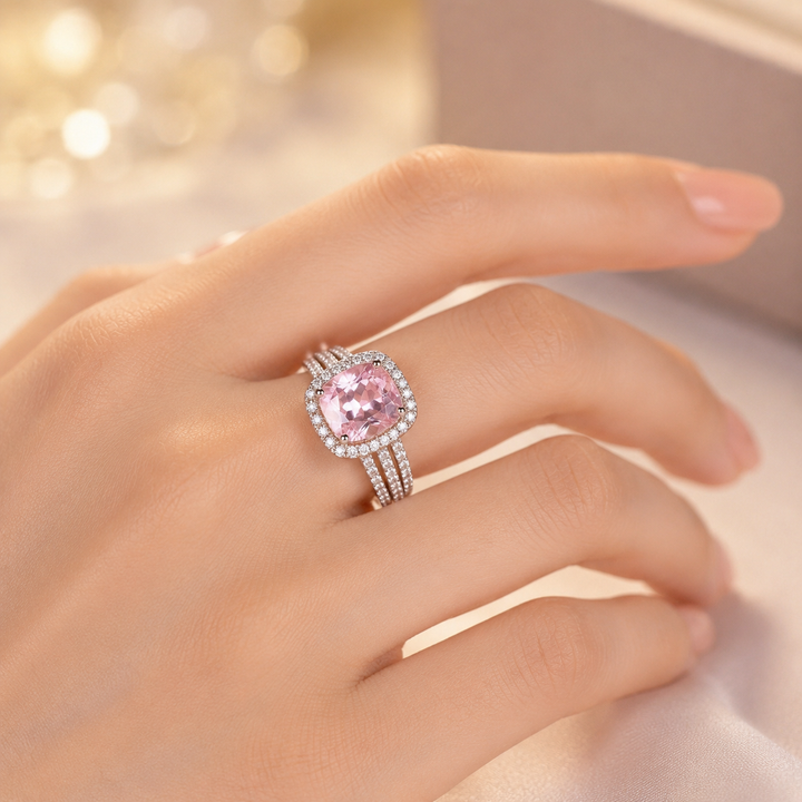 Bague Halo en Or Améthyste — Groumia