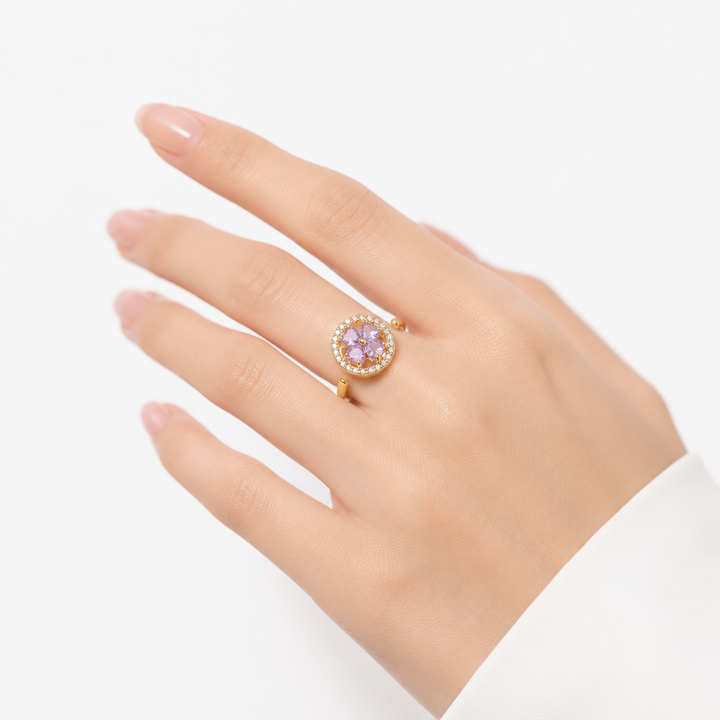 Bague Florale en Saphir Doré — Groumia