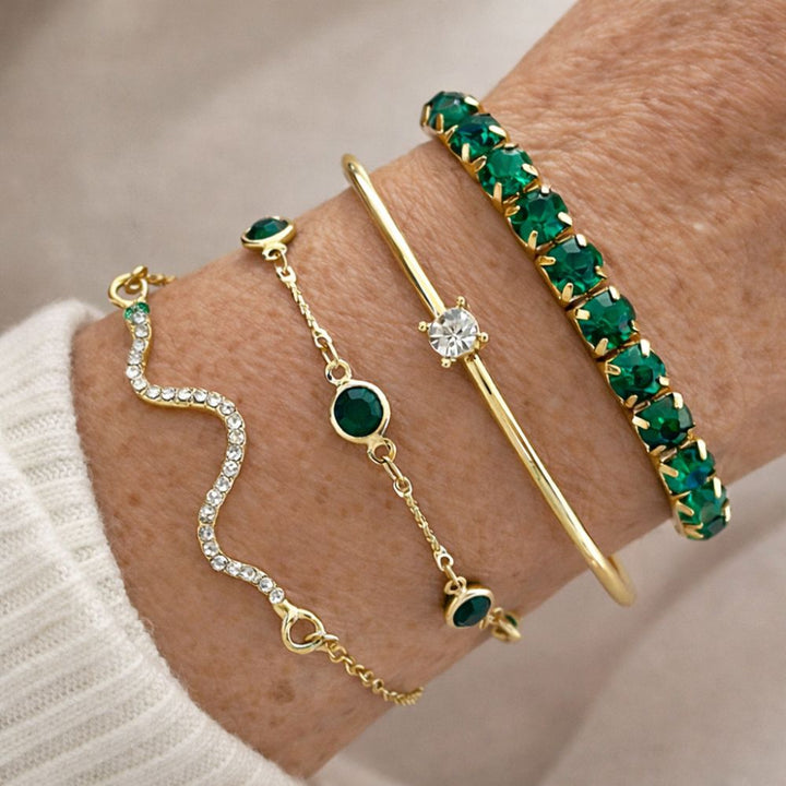 Ensemble de Bracelets en Pierre Précieuse Verte — Groumia