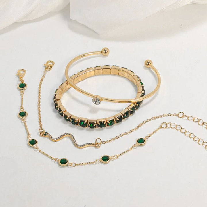 Ensemble de Bracelets en Pierre Précieuse Verte — Groumia