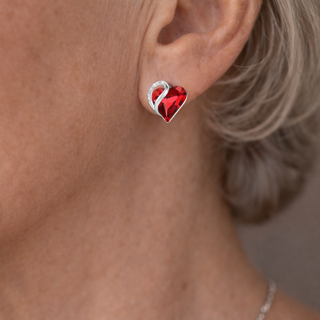 Boucles d'oreilles en rubis cœur infini — Groumia