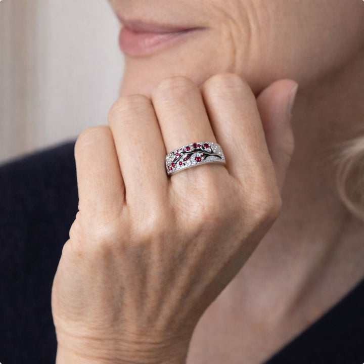 Bague Arbre de Fleurs Rubis — Groumia