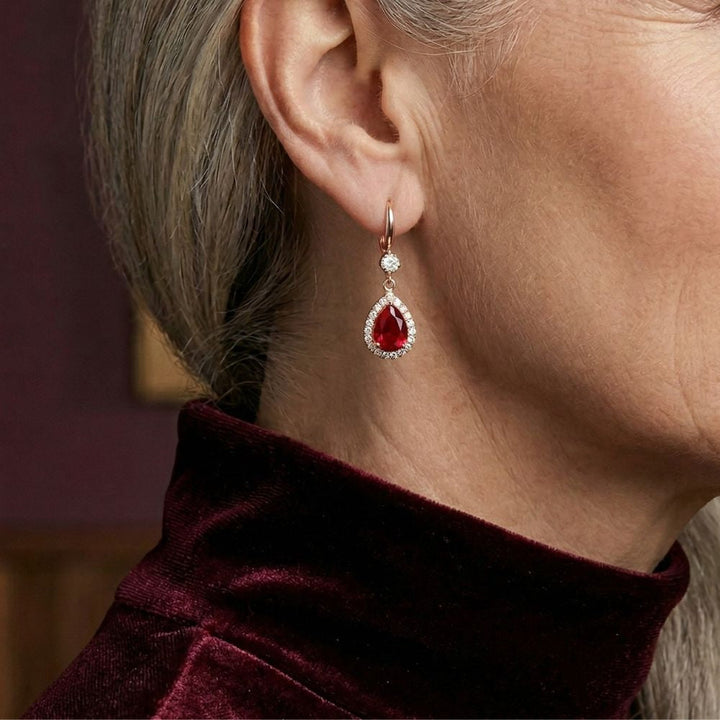Boucles d'oreilles en forme de goutte de rubis — Groumia