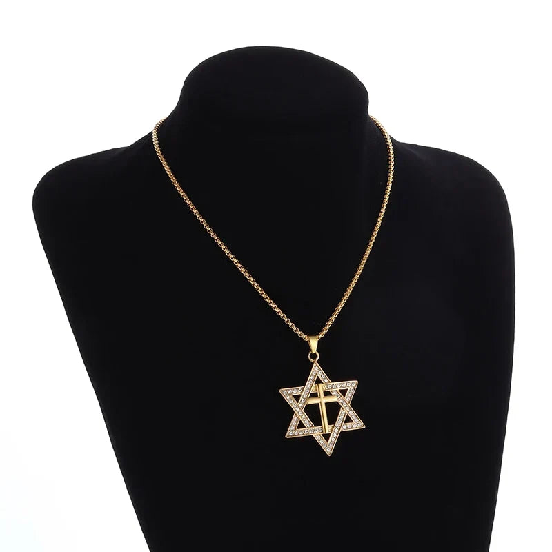 Collier étoile de david or et diamant — Groumia