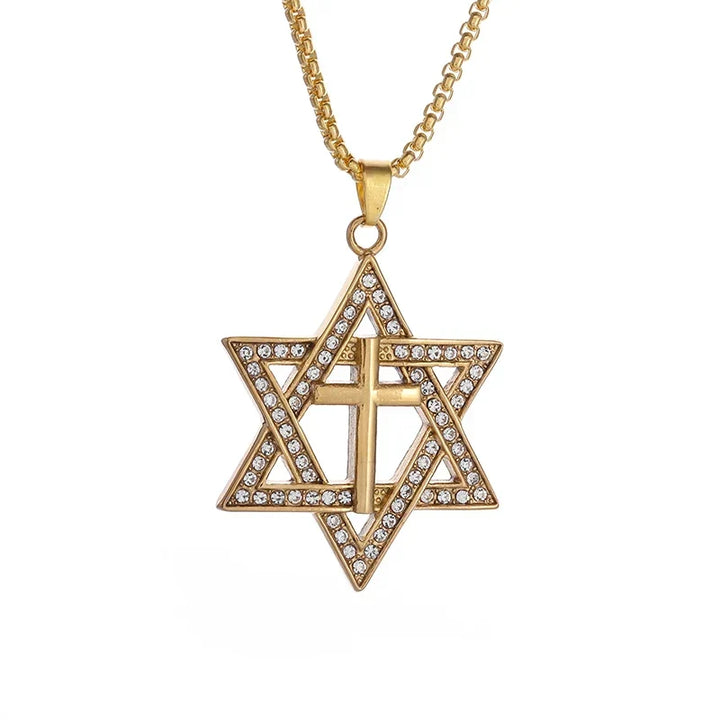 Collier étoile de david or et diamant — Groumia
