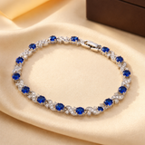 Bracelet en lien floral en saphir argenté — Groumia