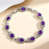 Bracelet Floral en Améthyste Argentée — Groumia