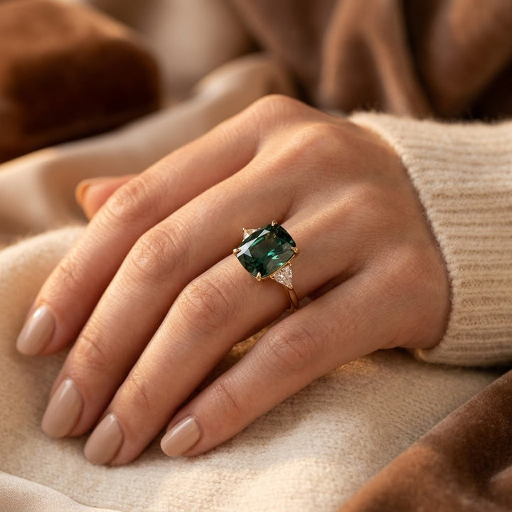 Bague Solitaire en Or Émeraude — Groumia
