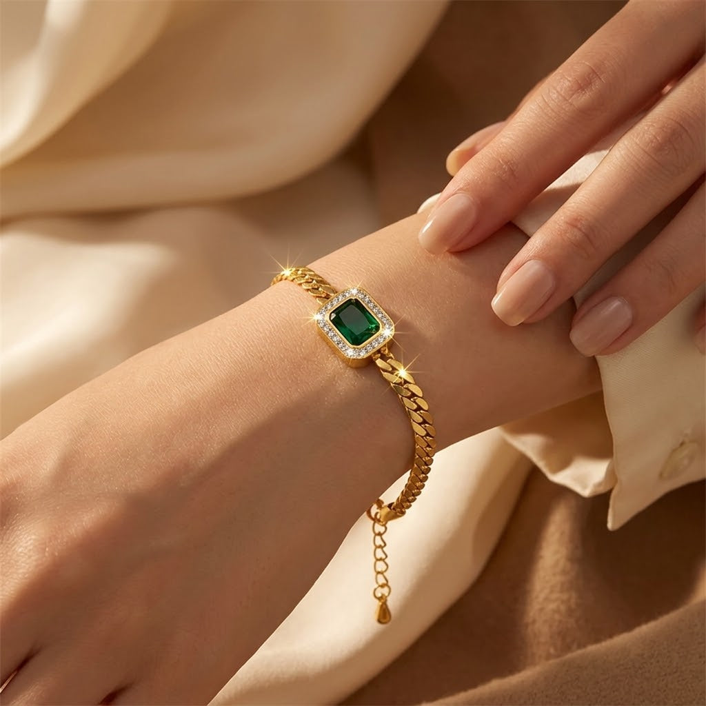 Bracelet en Chaîne en Or Émeraude — Groumia