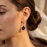 Boucles d'oreilles en or avec goutte d'améthyste — Groumia