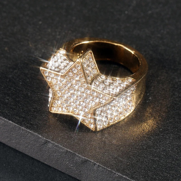 Bague étoile pavée