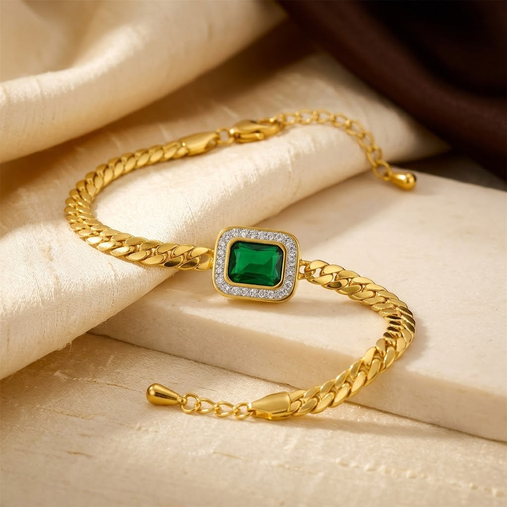 Bracelet en Chaîne en Or Émeraude — Groumia