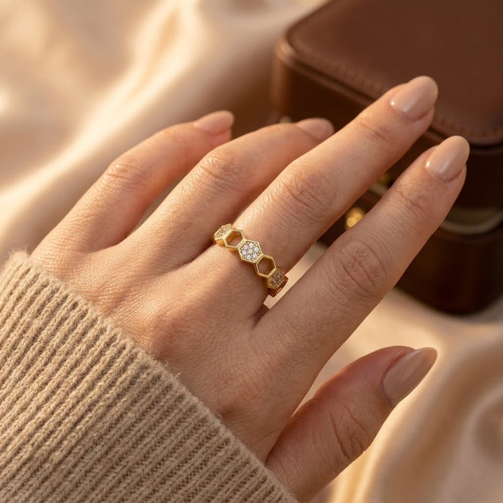 Bague Ouverte Géométrique en Or — Groumia