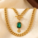 Collier en Chaîne Or Émeraude — Groumia