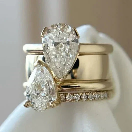 Bague Vintage à Goutte en Zirconia Double — Groumia