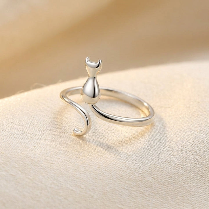 Bague Motif Chat Argenté — Groumia