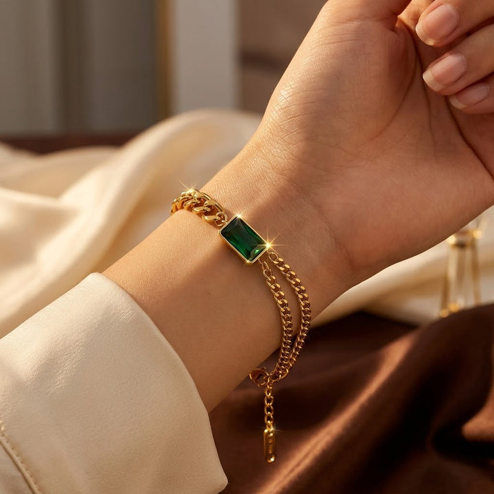 Bracelet Chaîne en Or Émeraude — Groumia