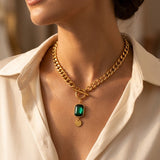 Collier en Chaîne Or Émeraude — Groumia