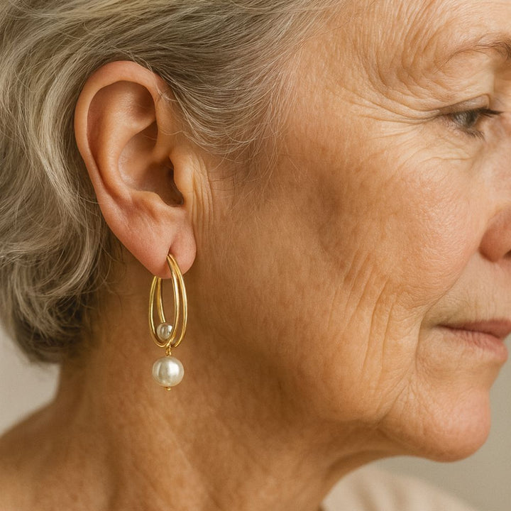 Boucles d'oreilles vintage en perles dorées — Groumia