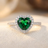 Bague Halo en Émeraude Argentée — Groumia