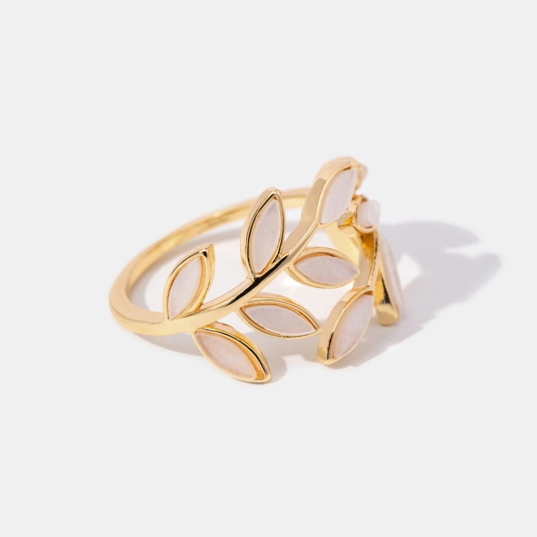 Bague Motif Feuille d'Or — Groumia