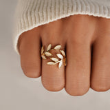 Bague Motif Feuille d'Or — Groumia