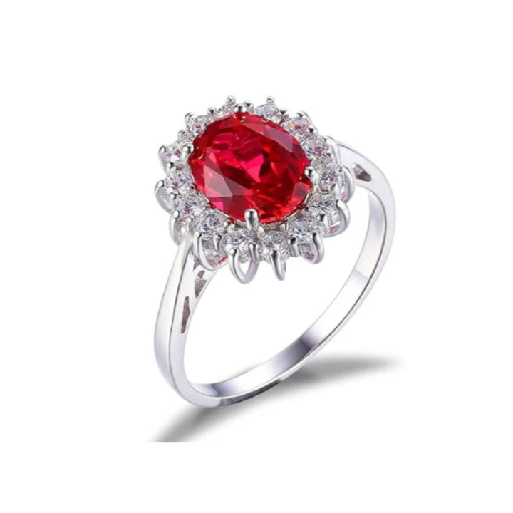 Bague Halo en Rubis Classique — Groumia
