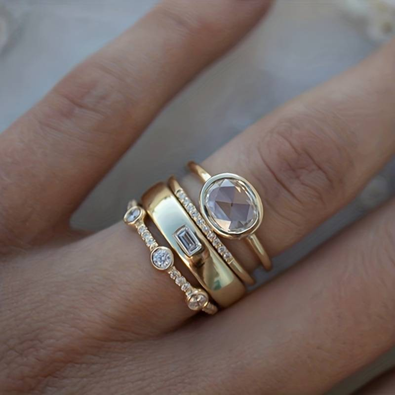 Lily - Ensemble de Bagues en Or Vintage et Zircon — Groumia