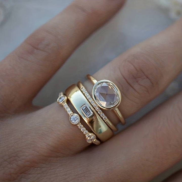 Lily - Ensemble de Bagues en Or Vintage et Zircon — Groumia