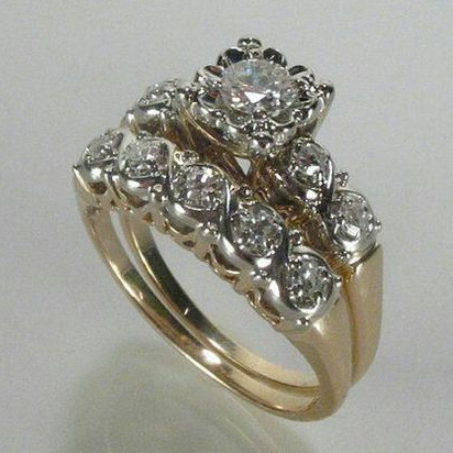Bague Vintage en Or Pailleté — Groumia