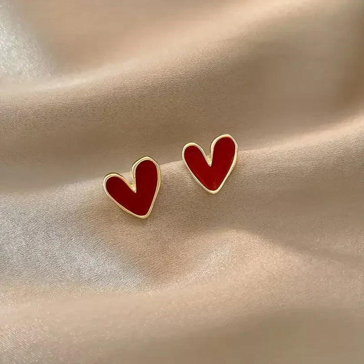 Boucles d'Oreilles en Or Rouge Antique en Forme de Cœur | Or — Groumia