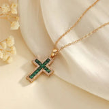 Pendentif croix émeraude Solene en or — Groumia