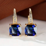 Boucles d'oreilles créoles en pierre saphir mystique — Groumia