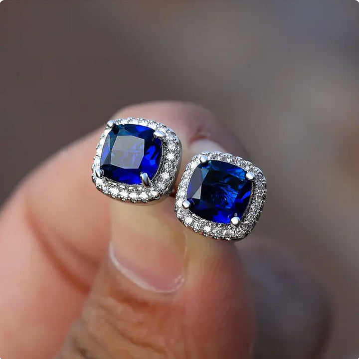 Boucles d'oreilles carrées en saphir — Groumia