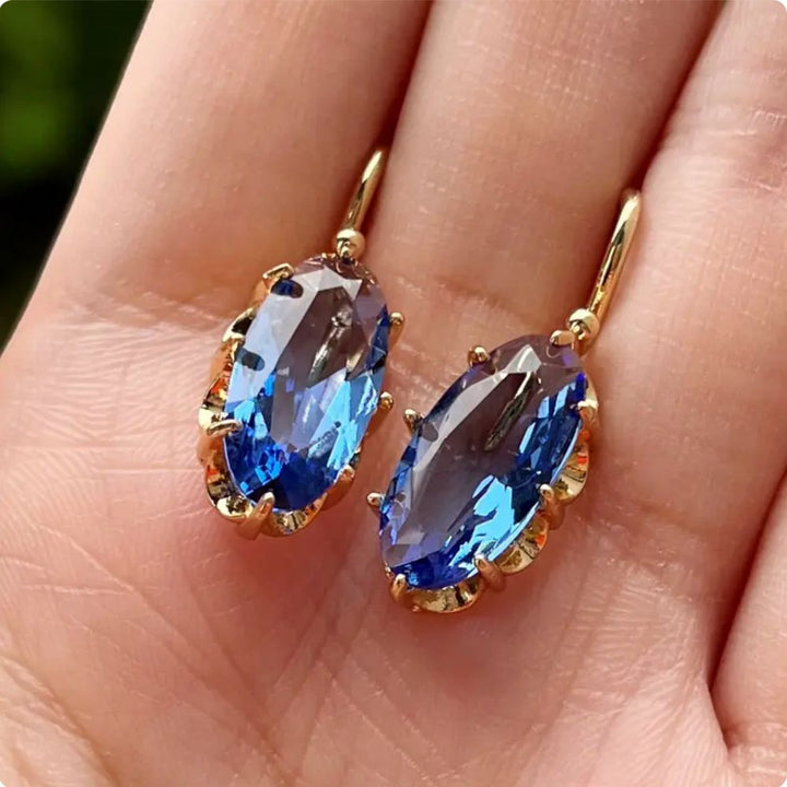 Boucles d'oreilles Golden Blue Bloom — Groumia