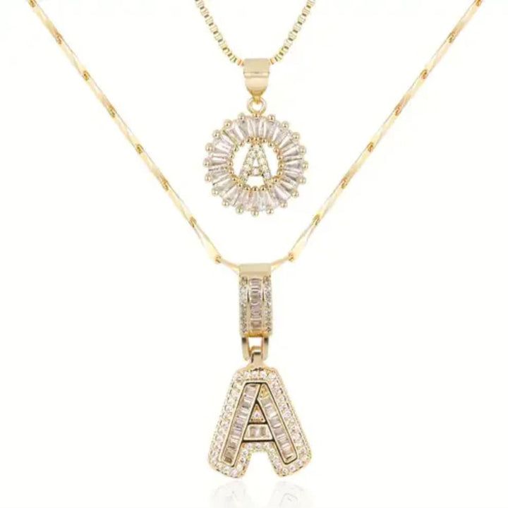 Collier Initial en Pave — Groumia