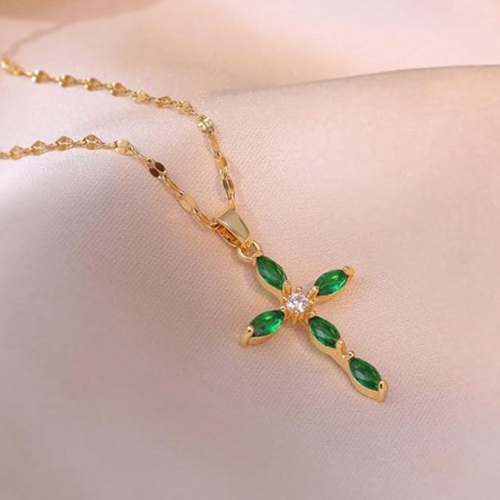 Collier Croix Émeraude — Groumia