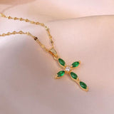 Collier Croix Émeraude — Groumia