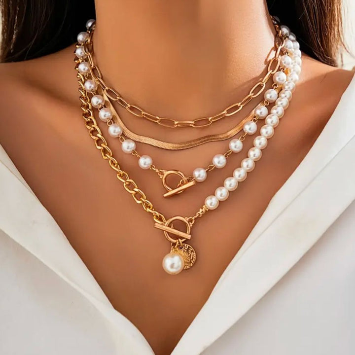 Collier Vintage en Perles et Chaîne en Serpent — Groumia